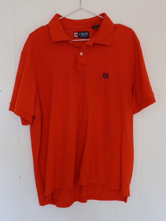 Chaps Other - 💜 2 for $25 💜 Chaps Orange Pique Cotton Polo Shirt Embroidered Crest (Men’s L)